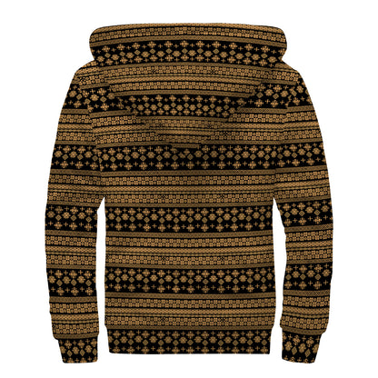 Boho Ethnic Pattern Print Sherpa Lined Zip Up Hoodie