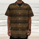 Boho Ethnic Pattern Print Textured Short Sleeve Shirt