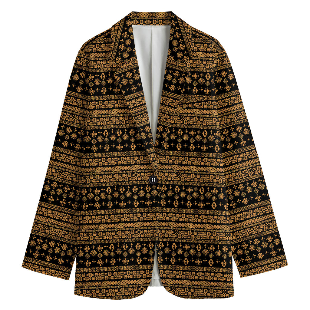 Boho Ethnic Pattern Print Women's Cotton Blazer