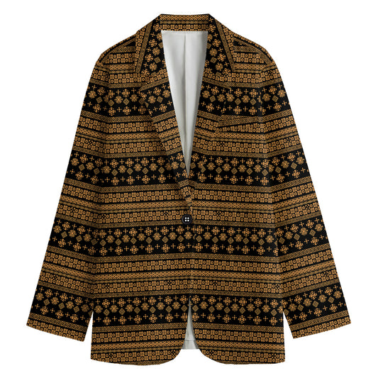 Boho Ethnic Pattern Print Women's Cotton Blazer