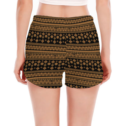 Boho Ethnic Pattern Print Women's Split Running Shorts