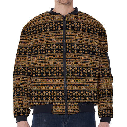 Boho Ethnic Pattern Print Zip Sleeve Bomber Jacket