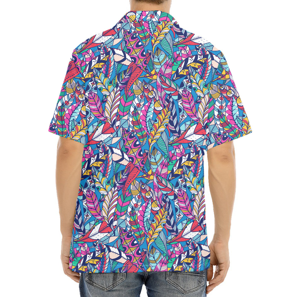Boho Feather Pattern Print Aloha Shirt