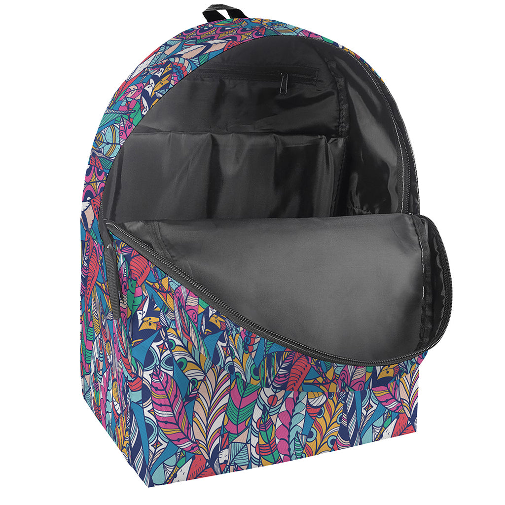 Boho Feather Pattern Print Backpack