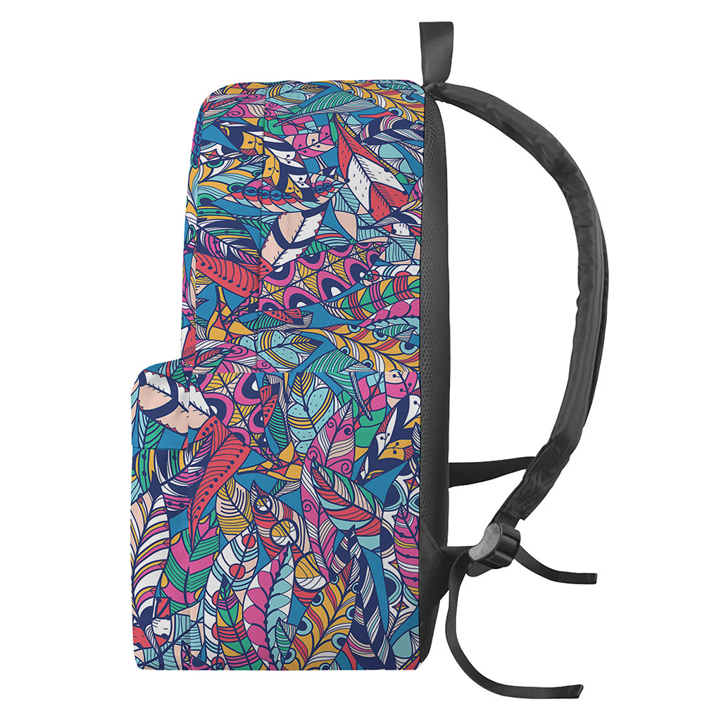 Boho Feather Pattern Print Backpack