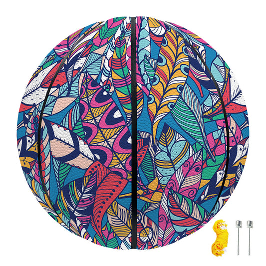 Boho Feather Pattern Print Basketball