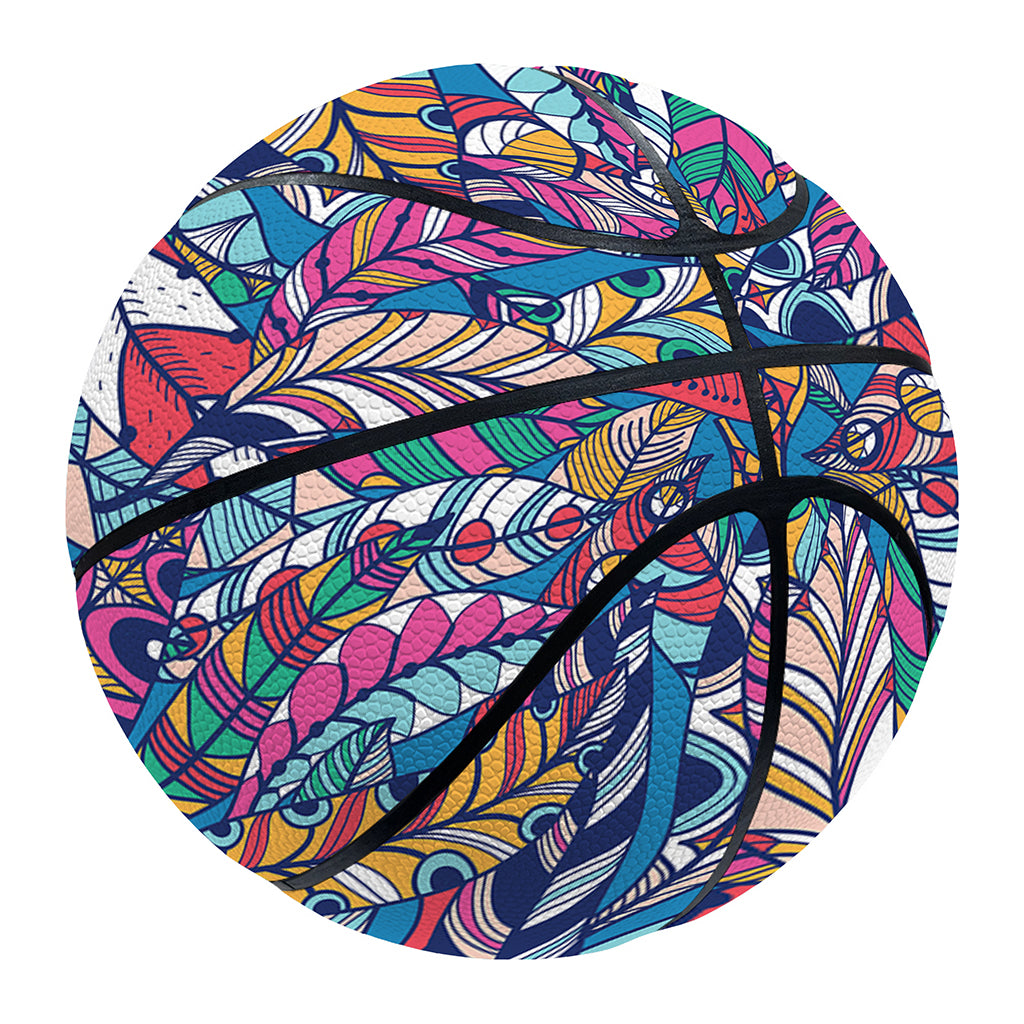 Boho Feather Pattern Print Basketball