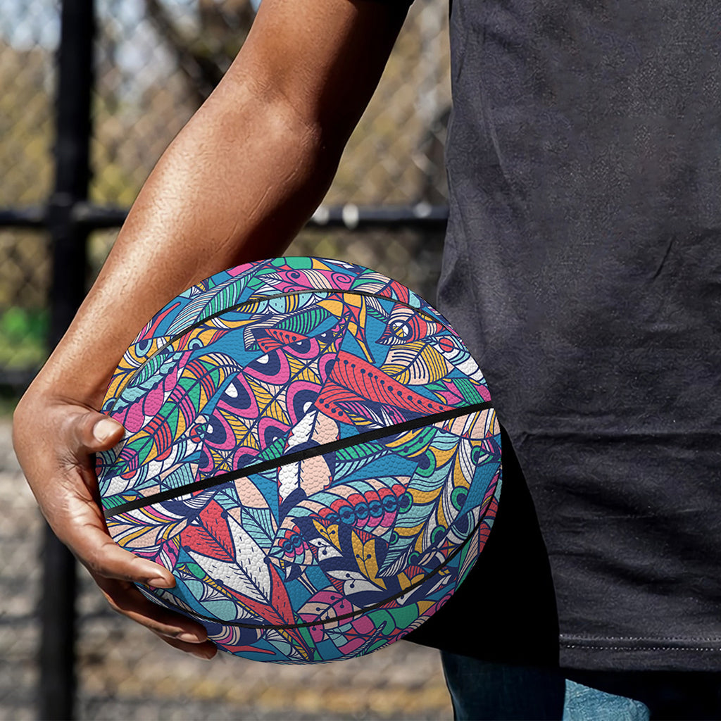 Boho Feather Pattern Print Basketball
