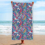 Boho Feather Pattern Print Beach Towel