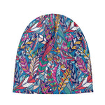 Boho Feather Pattern Print Beanie