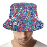 Boho Feather Pattern Print Bucket Hat