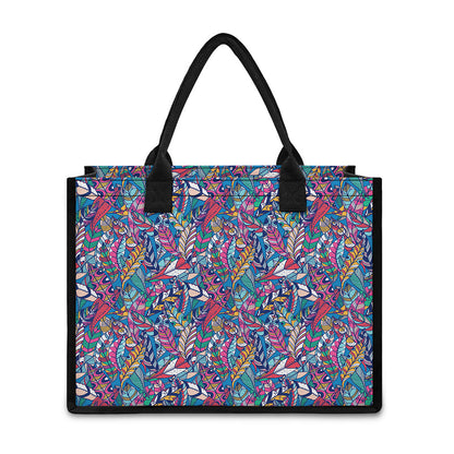 Boho Feather Pattern Print Canvas Tote Bag