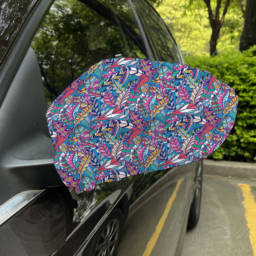 Boho Feather Pattern Print Car Side Mirror Covers