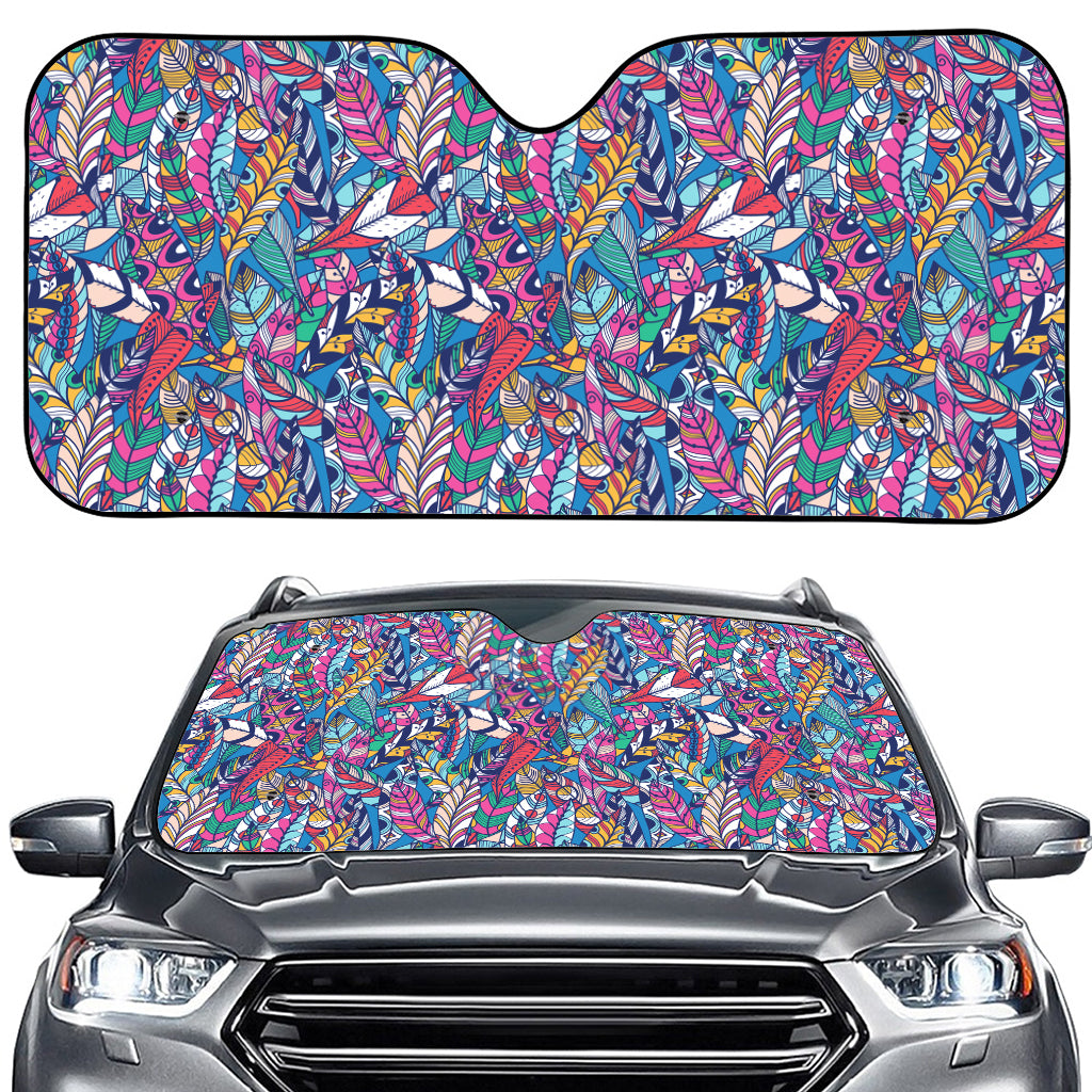 Boho Feather Pattern Print Car Windshield Sun Shade