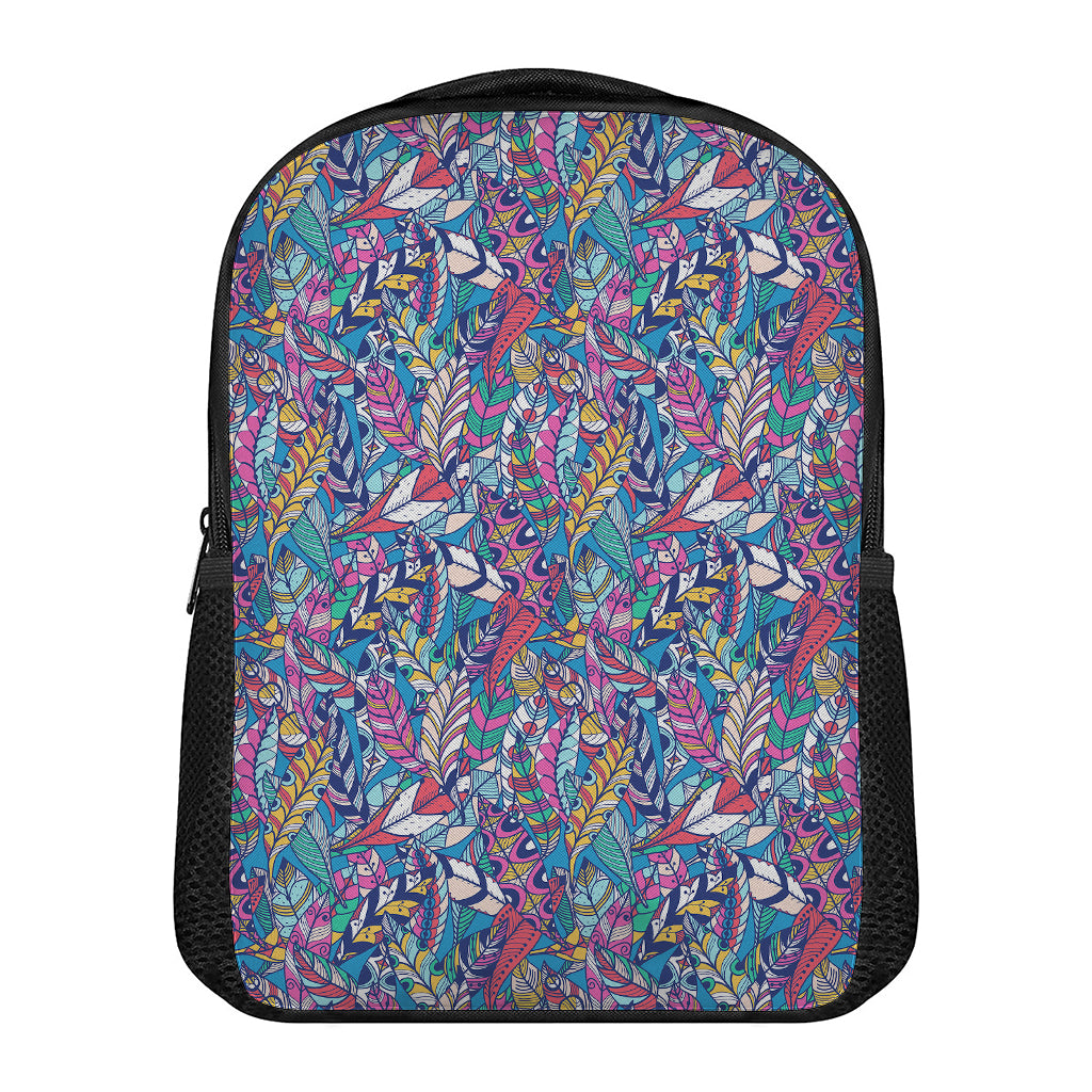Boho Feather Pattern Print Casual Backpack