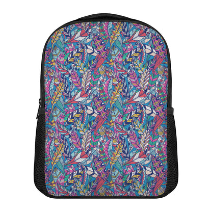 Boho Feather Pattern Print Casual Backpack