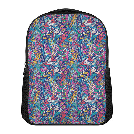 Boho Feather Pattern Print Casual Backpack