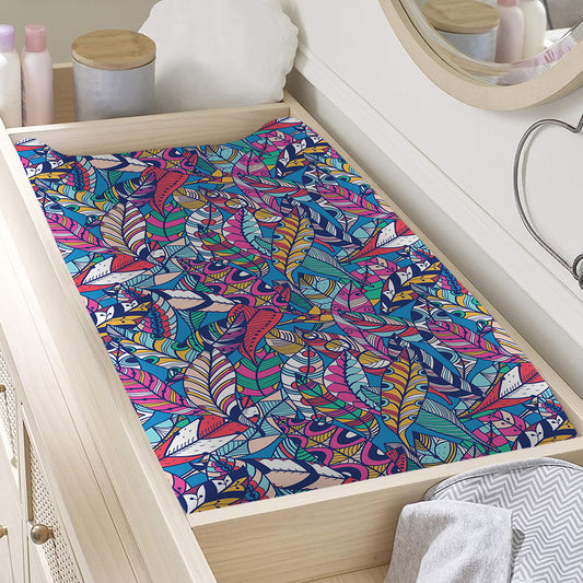 Boho Feather Pattern Print Changing Pad Cover