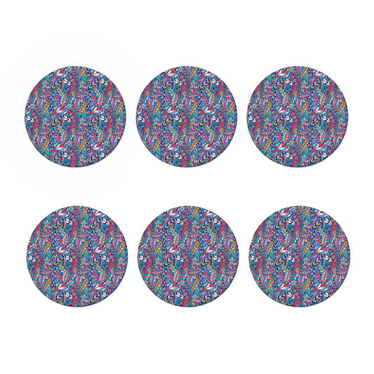 Boho Feather Pattern Print Coaster Set