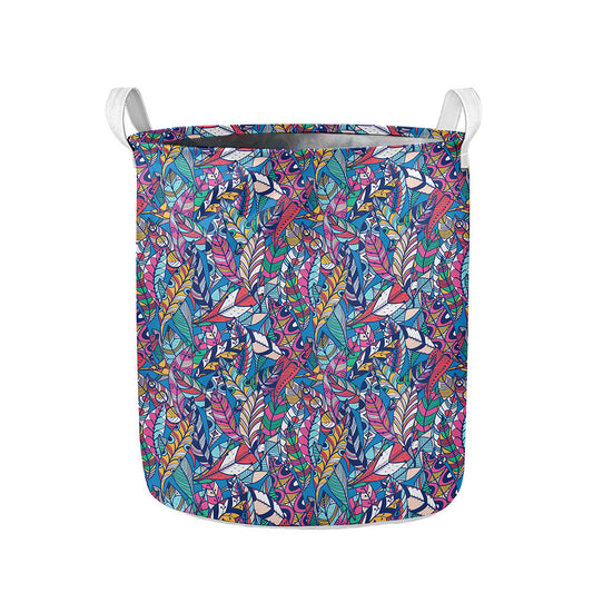 Boho Feather Pattern Print Collapsible Laundry Basket