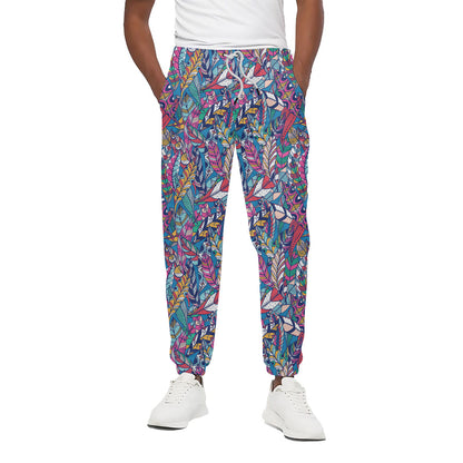 Boho Feather Pattern Print Cotton Pants