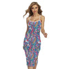 Boho Feather Pattern Print Cross Back Cami Dress