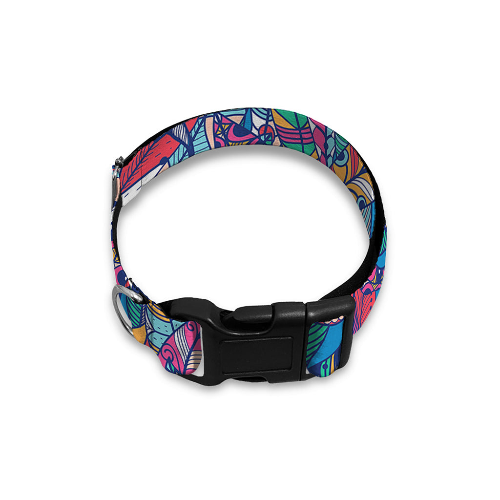 Boho Feather Pattern Print Dog Collar