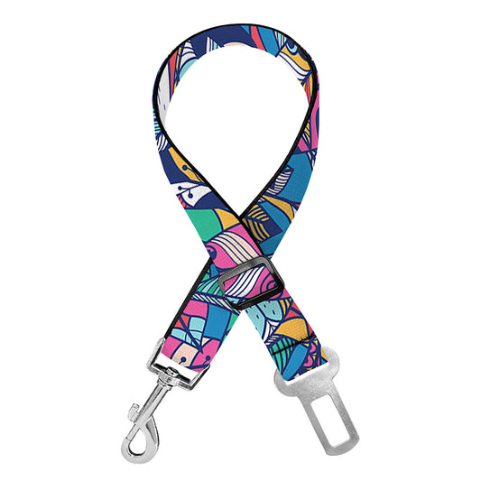 Boho Feather Pattern Print Dog Seat Belt