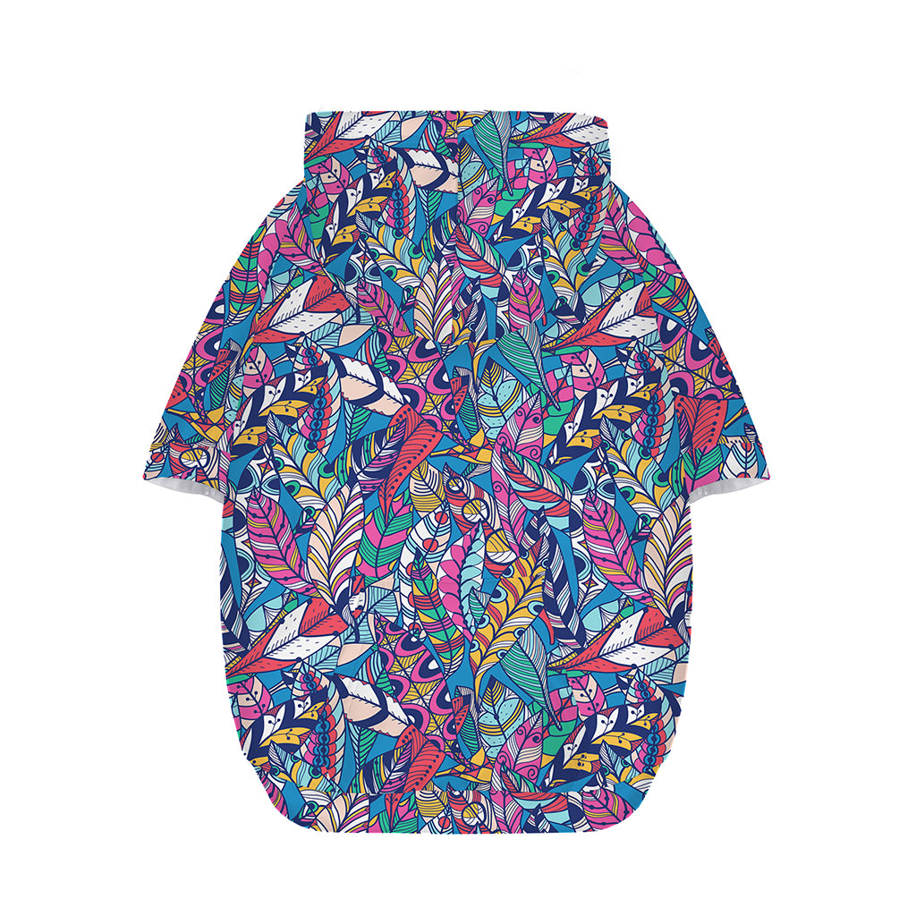 Boho Feather Pattern Print Dog Zip Up Hoodie