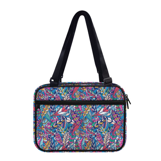 Boho Feather Pattern Print Double Strap Bible Bag