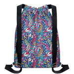 Boho Feather Pattern Print Drawstring Backpack