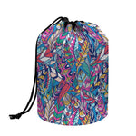 Boho Feather Pattern Print Drawstring Makeup Bag