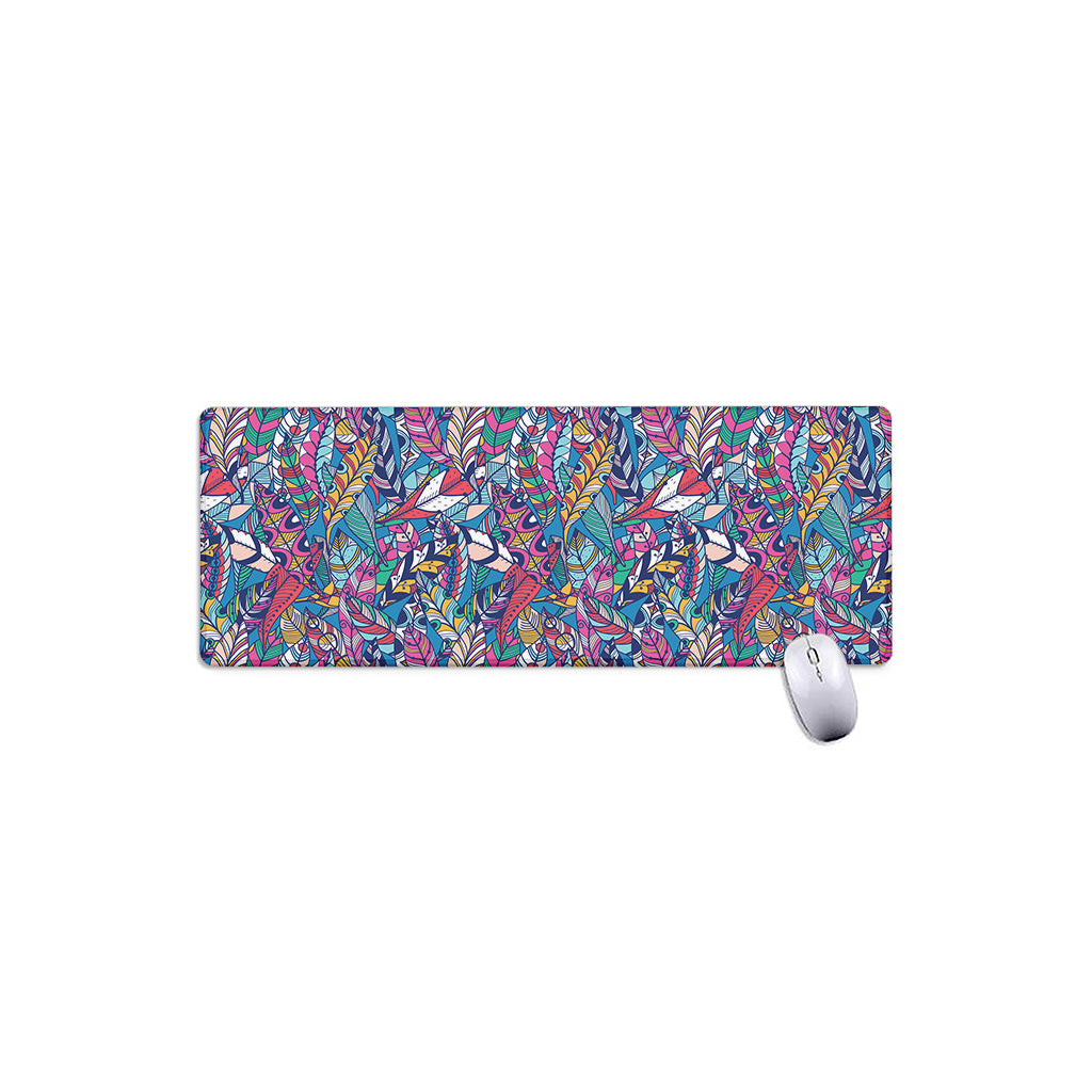 Boho Feather Pattern Print Extended Mouse Pad