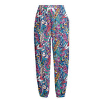 Boho Feather Pattern Print Fleece Lined Knit Pants