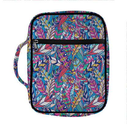 Boho Feather Pattern Print Front Pocket Bible Bag