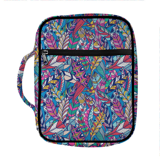 Boho Feather Pattern Print Front Pocket Bible Bag