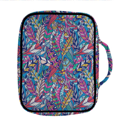 Boho Feather Pattern Print Front Pocket Bible Bag