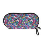 Boho Feather Pattern Print Glasses Case