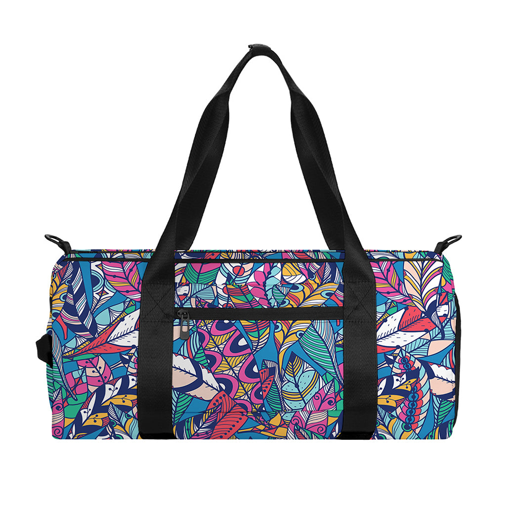 Boho Feather Pattern Print Gym Bag