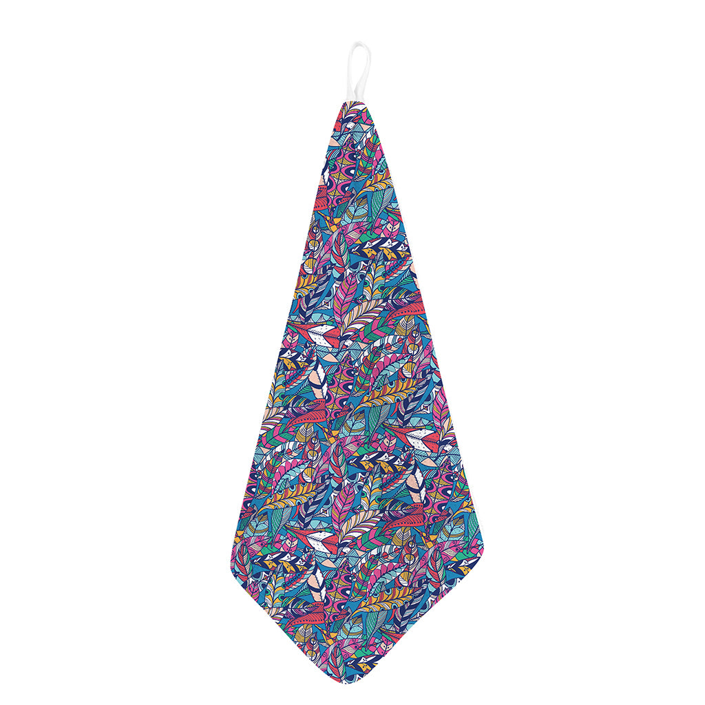 Boho Feather Pattern Print Hand Towel
