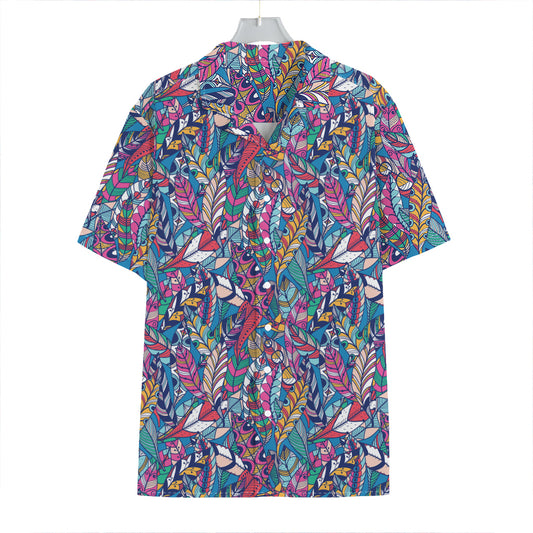 Boho Feather Pattern Print Hawaiian Shirt