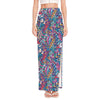 Boho Feather Pattern Print High Slit Maxi Skirt