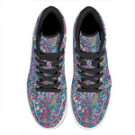 Boho Feather Pattern Print High Top Leather Sneakers