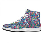 Boho Feather Pattern Print High Top Leather Sneakers