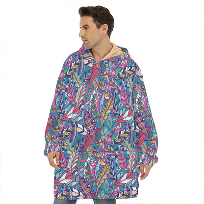 Boho Feather Pattern Print Hoodie Blanket