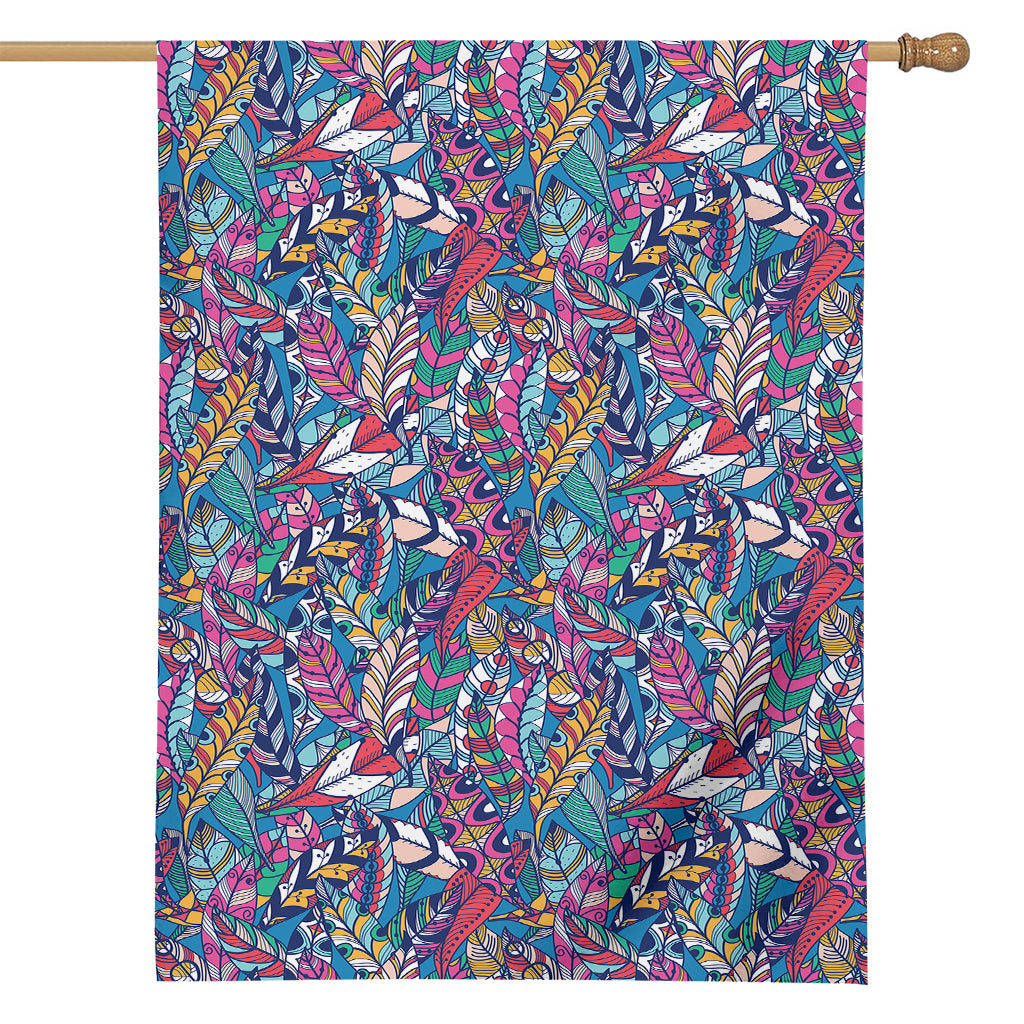 Boho Feather Pattern Print House Flag