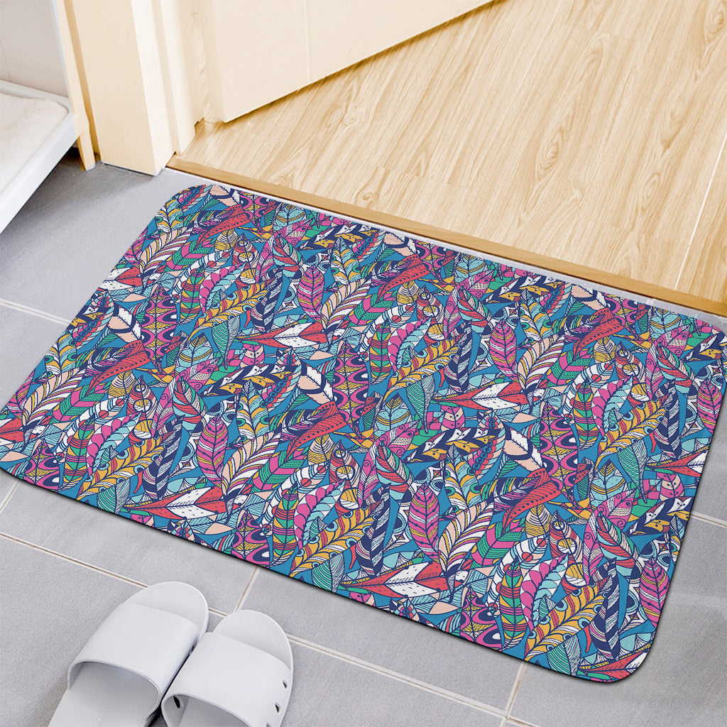 Boho Feather Pattern Print Indoor Door Mat