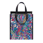 Boho Feather Pattern Print Insulated Lunch Tote