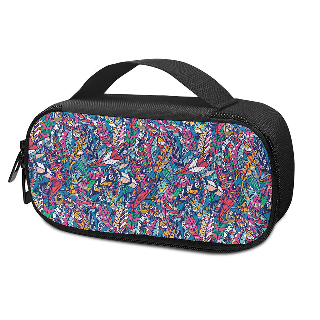 Boho Feather Pattern Print Insulin Cooler Travel Case