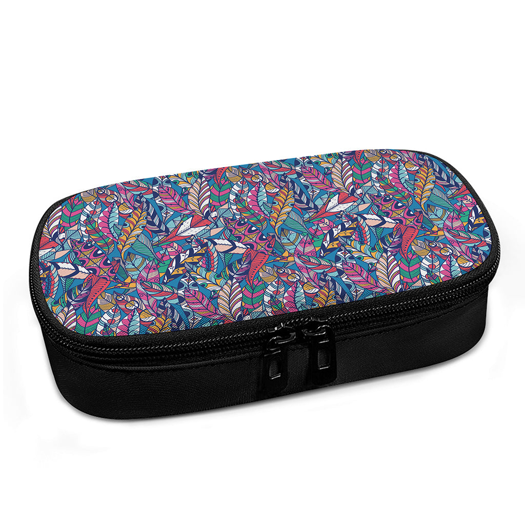 Boho Feather Pattern Print Insulin Cooler Travel Case